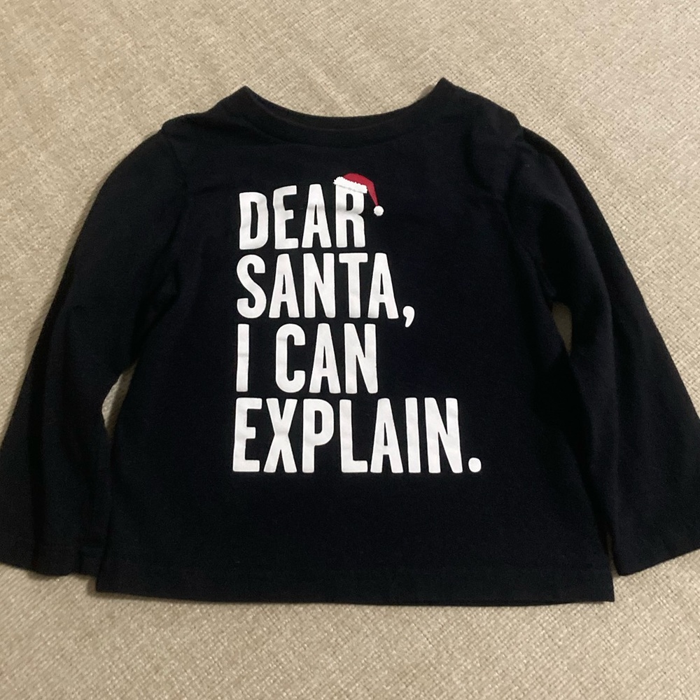 Black Kids Shirt with Santa Print